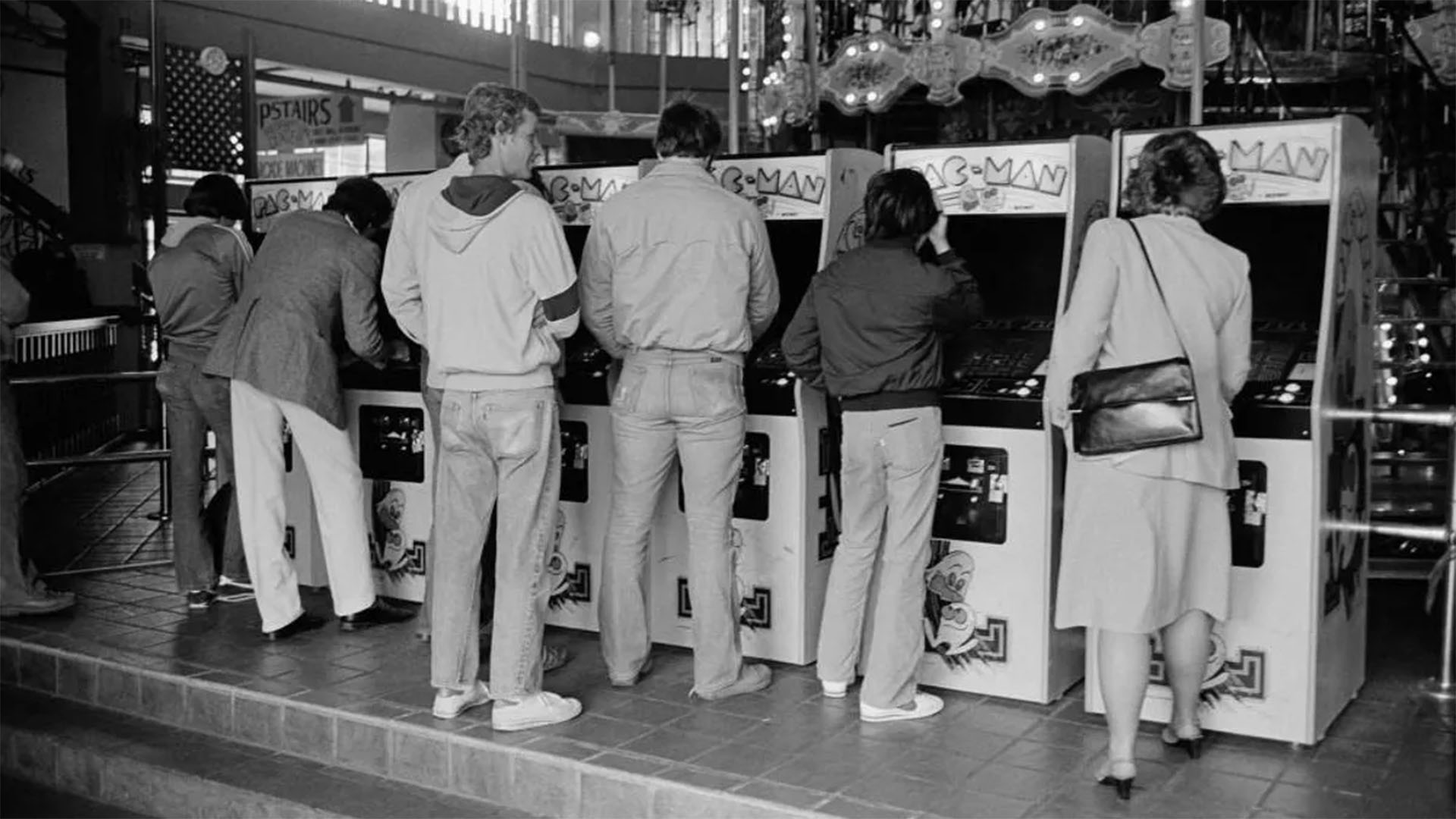 Waiting in line to play an arcade