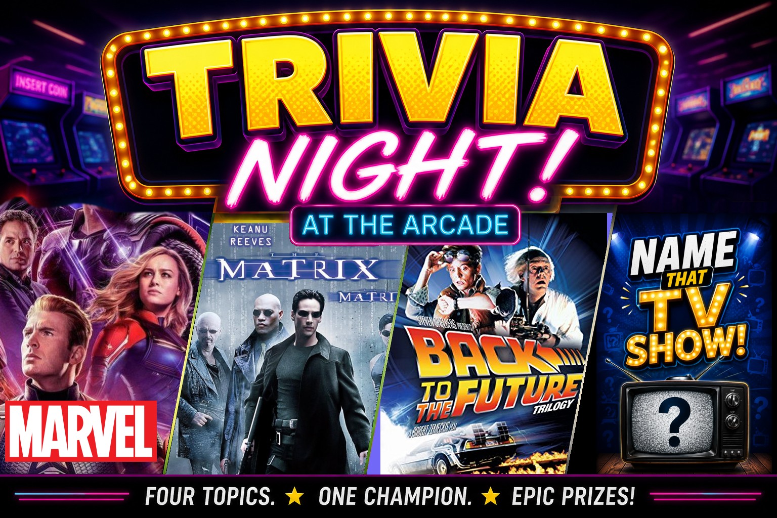 Trivia Night March 13th 2026 Time Rift Arcade Bedford Texas